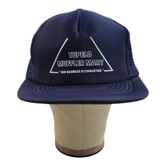 Vintage K Studio Tupelo Muffler Mart Trucker Hat Mesh Snapback Cap Foam Blue - Picture 5 of 12